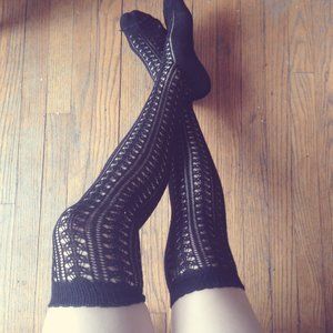 Free People Over the Knee lace sweater socks